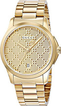 Gucci YA126461 G-Timeless Unisex 38mm Gold PVD Plated Chrono Watch + Gif... - £495.02 GBP