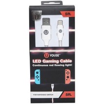 NEW 5 Ft. LED Flowing Red USB Cable For Controller Nintendo Switch YOUSE - £9.36 GBP