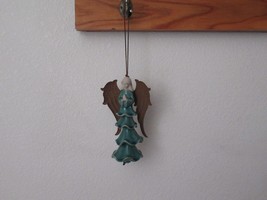 Vintage 4 Tier Angel Bell Christmas Hanging Decor Ceramic Metal Wings Praying - £15.23 GBP