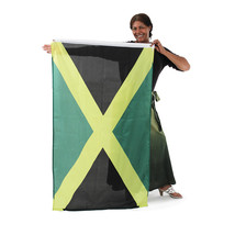 Jamaican Colors Flag - Polyester, Green, Black, Gold - Size - 3&#39; x 5&#39; - £55.94 GBP