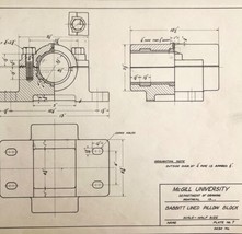 McGill University Babbitt Lined Pillow Blk 1965 Mechanical Drawing Print... - £23.97 GBP