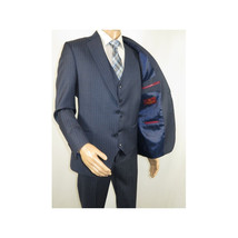 Men Suit BERLUSCONI Turkey 100% Italian Wool Super 180's Vested #Ber3 Ink Blue image 6