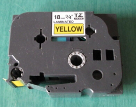 Brother Laminated Tz Tape - TZ-641 - 18mm - 3/4&quot; -BLACK On Yellow New - Unpkgd - £8.75 GBP