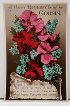 Birthday Cousin Flowers Hand Colored Rotary Photo  Postcard H16 - £3.95 GBP