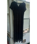 Vtg Jessica Howard Womens Petite Size 14 Maxi Dress Black Shimmer Crochet - $13.00