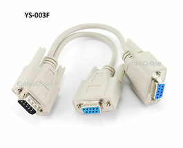 8 Inch Db9 Male To 2X Db9 Female 9-Pin Video Y Splitter Cable, Ys-003F - £11.78 GBP