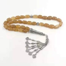 Tasbih Natural Citrine stone Islamic misbaha 33 Rosary beads bracelet arabic fas - £57.86 GBP