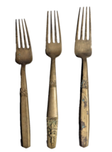 Vintage Thailand Bronze Flatware Forks Set Of 3 Different Styles Marked - $26.97