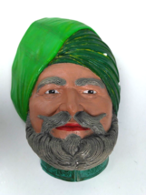 Chalkware Man/Head Punjabi/India/Kurdish - Wall Hanging Vintage! Green Turban! - £18.29 GBP