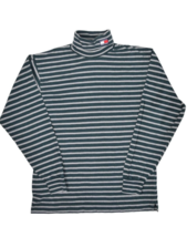 Vintage Tommy Hilfiger Striped Turtleneck Shirt Womens XL Teal Grey Flag... - £17.45 GBP