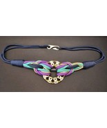 Vintage 80s Statement Braided Belt Womens Purple Green Blue Colorful Med... - €24,74 EUR