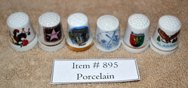 Thimbles, 6 pcs, Porcelain, # 895, antiques, collectables, vintage thimbles - $13.96 CAD