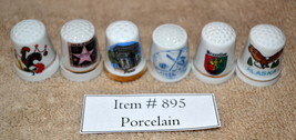 Thimbles, 6 pcs, Porcelain, # 895, antiques, collectables, vintage thimbles - £11.10 GBP