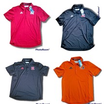 adidas Tech Polo Shirt Coaches Miami Orange Nebraska Red Rutgers Black NCAA - $39.98