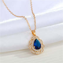 Blue Crystal &amp; Clear Cubic Zirconia Hola Pendant Necklace - £11.18 GBP