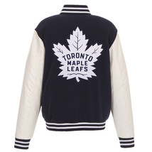 NHL Toronto Maple Leafs Reversible Fleece Jacket PVC Sleeves Embroidered Logos  - £98.69 GBP