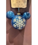 Disney Parks Mickey Mouse Shape Blue with Snowflake Ornament NEW - $61.38 CAD