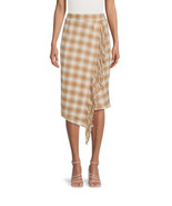 Time and Tru Fringed Faux Wrap Skirt classic plaid Mocha Splash Size XXL... - $231.69 MXN