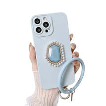 Anymob iPhone Case Light Blue 3D Bling Diamond Soft Silicon Bracelet Bac... - £21.50 GBP