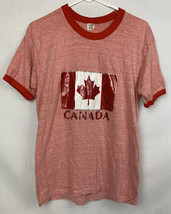 Vintage Canada T Shirt Single Stitch Ringer Tee Flag Hanes Large USA 70s 80s - £31.33 GBP