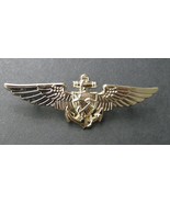 USN US NAVY LARGE GOLD COLORED ASTRONAUT WINGS LAPEL PIN BADGE 2.75 INCHES - £6.68 GBP
