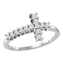 Sterling Silver Womens Round Diamond Christian Cross Cluster Ring 1/20 Cttw - £47.01 GBP