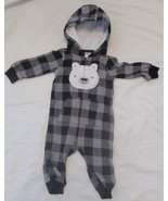 Baby Carters Hooded Flannel Plaid Bear Romper size 9 mos - $6.99