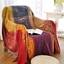 The Maynest Red, S:75X60 Bohemian Tribal Throws Blankets Reversible Colorful Red - £32.33 GBP