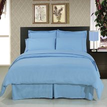 Calking Size Size Solid Blue 8-Piece Bedding Set Super Soft Microfiber Sheets+Du - £120.95 GBP