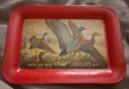 Vintage Enjoy Life With Miller High Life Beer Metal Tip Tray With Ducks ... - $32.71