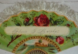 1800&#39;s Antique Victorian Fanch Fan-Shaped Calling Card With Silk Fringe - £4.42 GBP