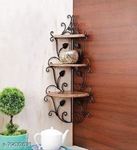 corner shelf stand wall mount shelves wood and iron 26.7 inches - £63.40 GBP