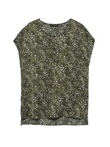 Banana Republic Women Abstract Print Green Dolman Sleeve Hi Lo Hem Henley Top S - £25.98 GBP