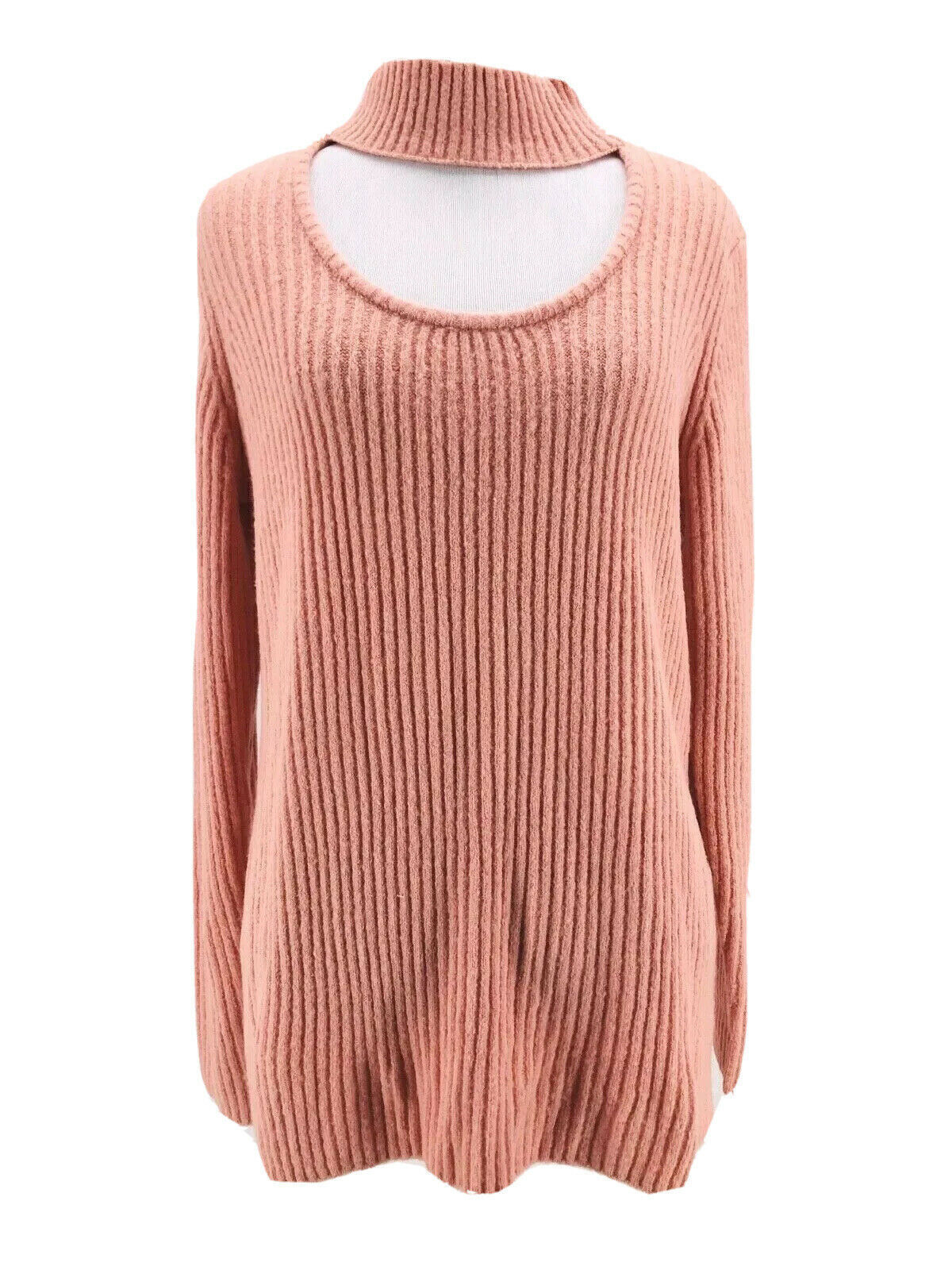 Kensie Women&#39;s Pink Rose Pullover Choker Ribbed Sweater Size Small NEW - $8.91