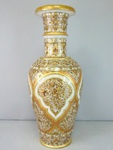 Decorative Hand Painted Natural Marble Floral Vase E570 - £77.53 GBP
