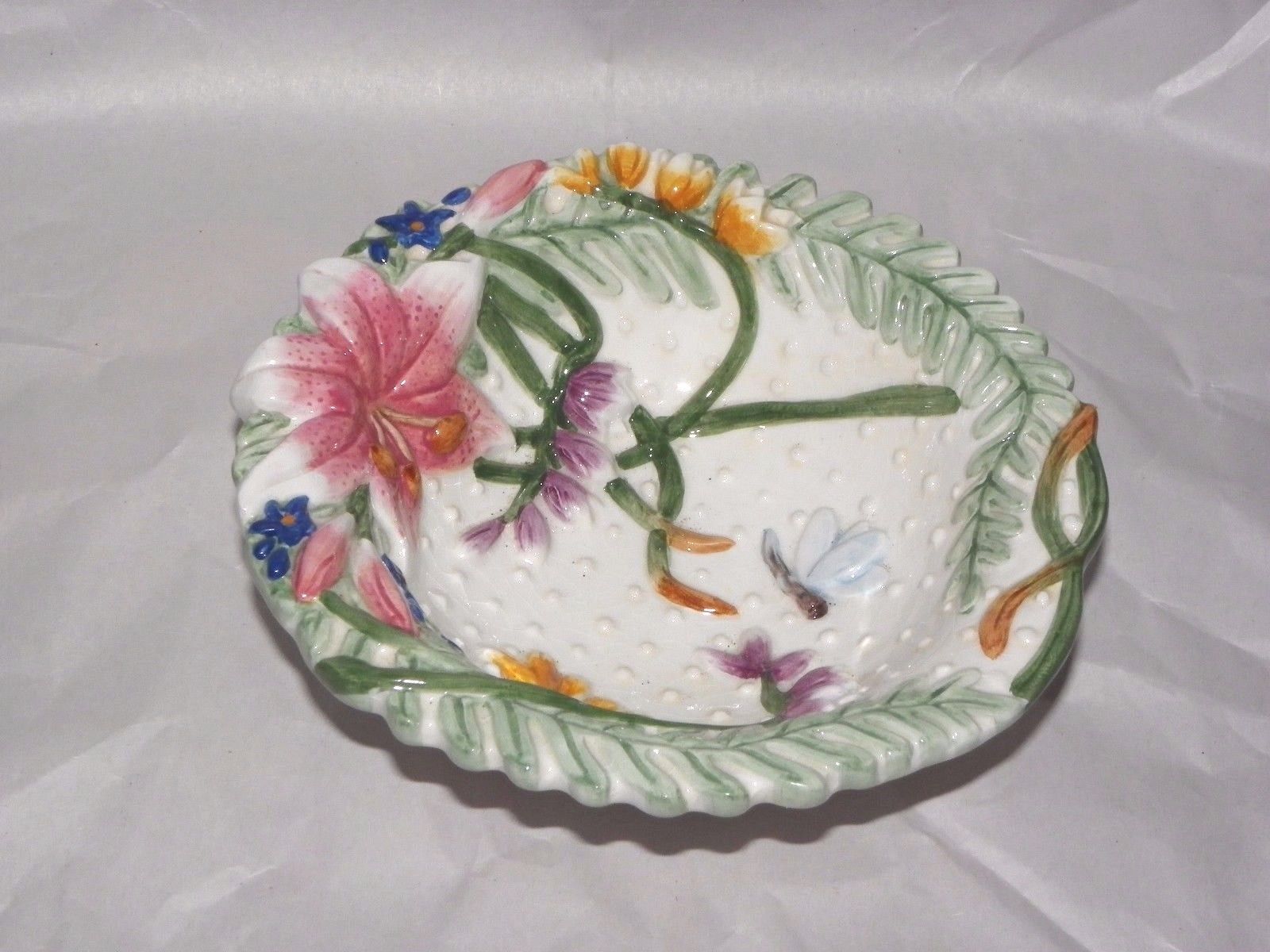 Potpourri colorful floral embossed 6 3/4” bowl by Fitz and Floyd Home Fragrance - $9.89