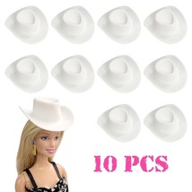 10 Pcs White Hat Lot Doll Fashion For Barbie Doll Kids Toy For summer Girls Gift - £9.44 GBP