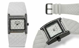 NEW Charles Latour 14017 Womens Quilted Nisa Collection White Strap Square Watch - £26.07 GBP