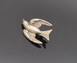 925 Sterling Silver Vintage Brooch Pin CORO Solid Carved Flying Crow BP10560 - $46.54