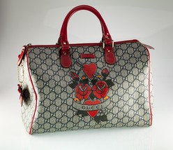 Gucci Coated Canvas Boston Tattoo Rose Heart Bag Limited Edition w/ Charm - £948.44 GBP
