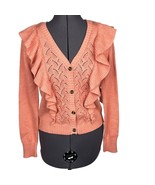 LC Lauren Conrad Women&#39;s Ruffle Pointelle Cardigan Sweater Pink Size S - €16,82 EUR
