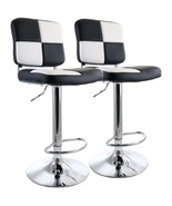 Elama 2 Piece Adjustable Faux Leather Bar Stool in Black and White with ... - $207.30