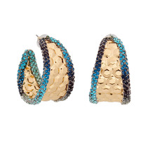 Hoops Blue Stone Hexagon Earrings for Women - $28.99