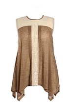High Secret Women Plus Crochet and Lace Top Tunic Casual Blouse (Brown, 1X) - $24.49