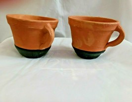 Foreside Home and Garden Set of Two (2) Terracotta Teacup Planters Black Bottom - £23.91 GBP