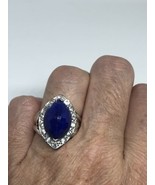 Vintage Blue Chalcedony White Sapphire Ring 925 Sterling Silver Size 5 - £104.48 GBP