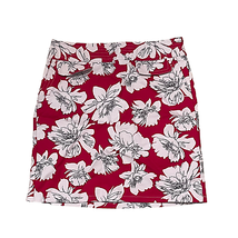 Ann Taylor Skirt Size 6 Deep Pink White Floral Stretch Cotton Blend Wome... - $19.79