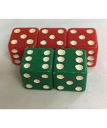 5 Dice 3 Red 2 Green w White Dots Very Colorful Unmarked 1/2 Inch - $8.11 CAD