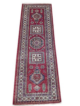 8 ft Super Kazak Rug Red 241 x 84 cm Handmade Soft Wool hall rugs and runners - £651.63 GBP