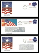 Lot of 3 FDC 25c Security Envelope Window US Flag Cachet Washington DC 1989 - $11.50